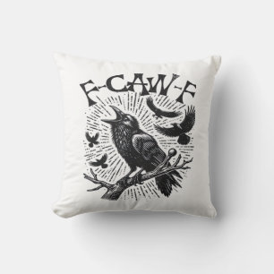 Gothic Crow F-Caw-F Humor Lustig Essential Retro C Kissen