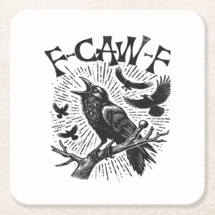 Gothic Crow F-Caw-F Humor Lustig Essential Retro C Rechteckiger Pappuntersetzer