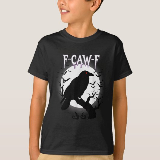 Gothic Crow F-caw-f Moon Halloween T-Shirt (Vorderseite)