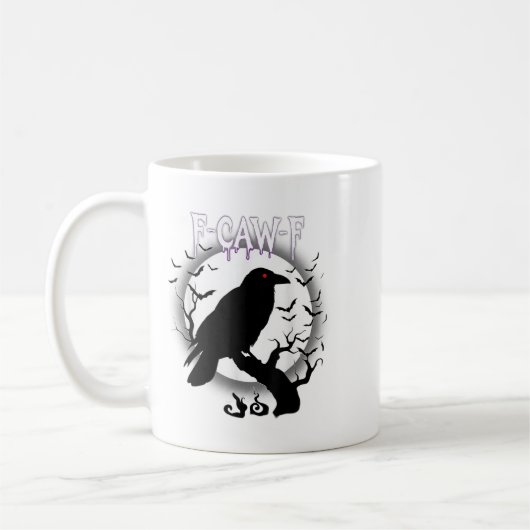 Gothic Crow F-caw-f Moon Halloween Tee Kaffeetasse (Links)