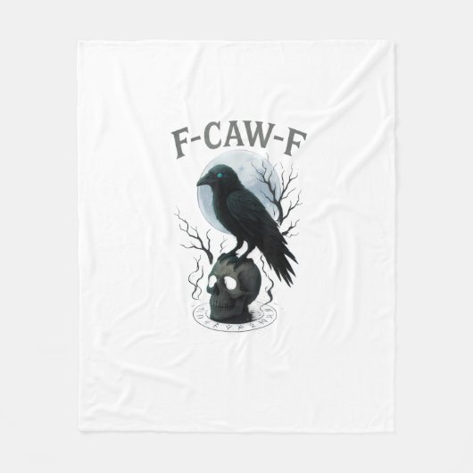 Gothic Crow F Caw F Raven Skull Halloween Graphic Fleecedecke (Vorderseite)