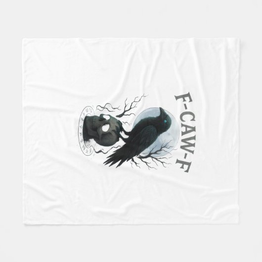 Gothic Crow F Caw F Raven Skull Halloween Graphic Fleecedecke (Vorderseite (Horizontal))