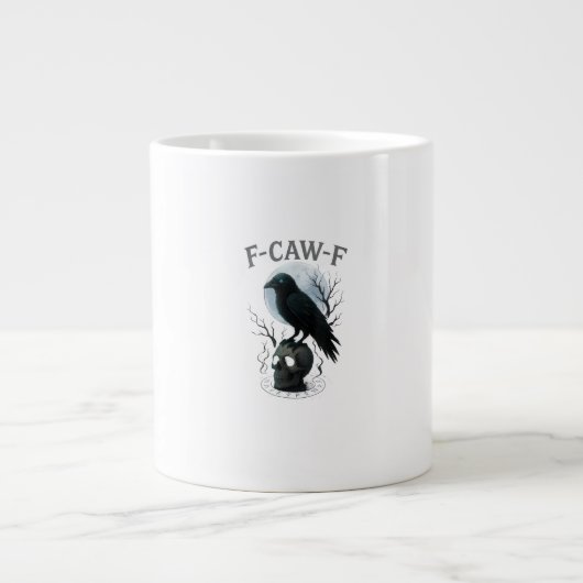 Gothic Crow F Caw F Raven Skull Halloween Graphic  Jumbo-Tasse (Vorderseite)