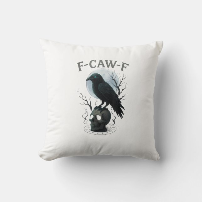 Gothic Crow F Caw F Raven Skull Halloween Graphic  Kissen (Vorderseite)