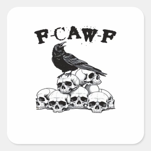 Gothic Crow F Caw F Raven Skull Halloween Graphic Quadratischer Aufkleber (Vorderseite)