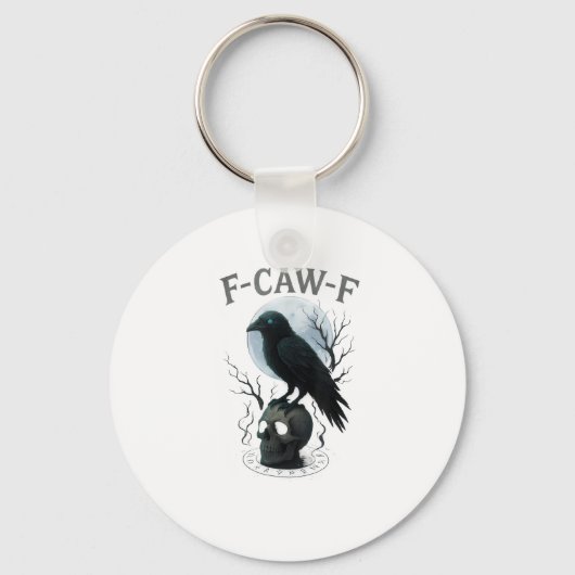 Gothic Crow F-Caw-F Raven Skull Moon Halloween Schlüsselanhänger (Vorderseite)