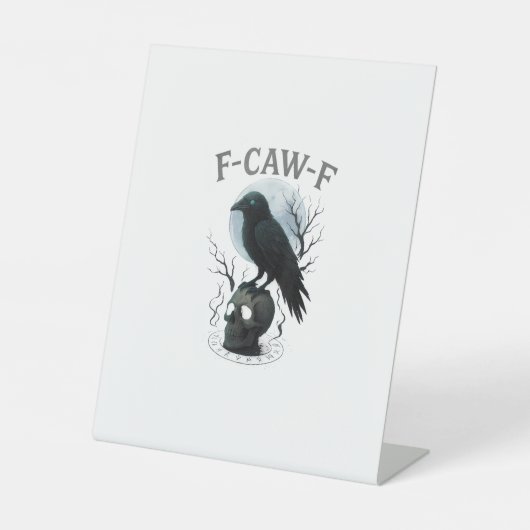 Gothic Crow F-Caw-F Raven Skull Moon Halloween Sockelschild (Vorderseite)
