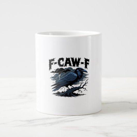 Gothic Crow Funny Humor F-Caw-F Essential Minimal Jumbo-Tasse (Vorderseite)