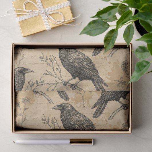 Gothic Crow Pattern Decoupage Tissue Paper Seidenpapier (Geschenk)
