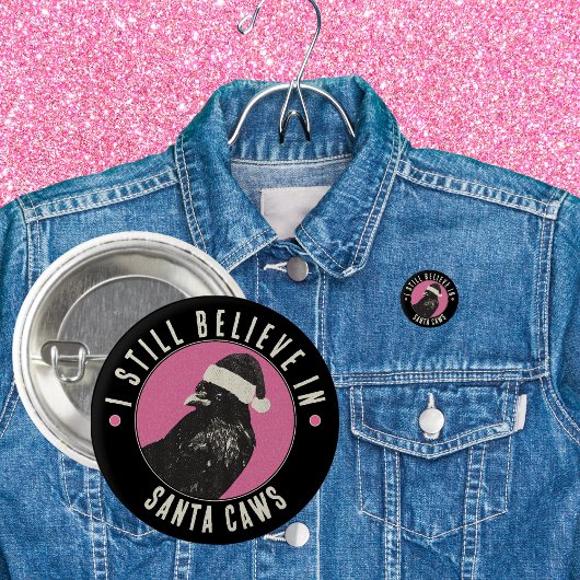 Gothic Crow Santa Krähe Pink und Schwarze Weihnach Button