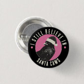 Gothic Crow Santa Krähe Pink und Schwarze Weihnach Button (Vorne & Hinten)