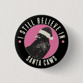 Gothic Crow Santa Krähe Pink und Schwarze Weihnach Button (Vorderseite)
