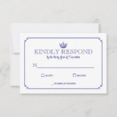 Gothic Crown Royal Blau Mittelalterlich oder Fanta RSVP Karte (Vorderseite)