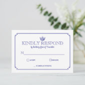 Gothic Crown Royal Blau Mittelalterlich oder Fanta RSVP Karte (Stehend Vorderseite)