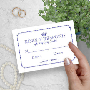 Gothic Crown Royal Blau Mittelalterlich oder Fanta RSVP Karte