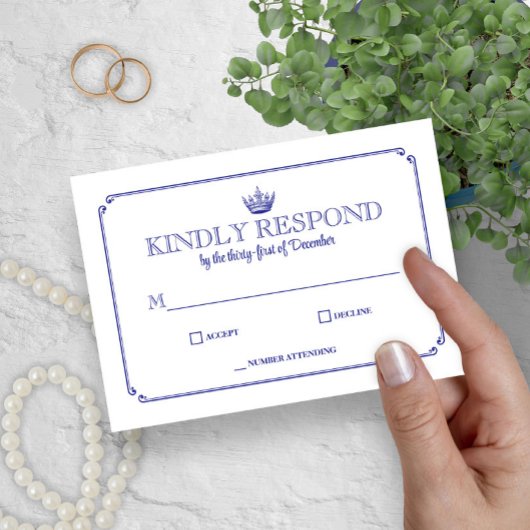 Gothic Crown Royal Blau Mittelalterlich oder Fanta RSVP Karte