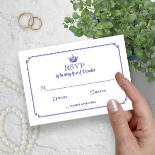 Gothic Crown Royal Blau Mittelalterlich oder Fanta RSVP Karte