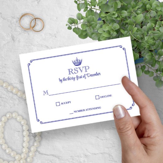 Gothic Crown Royal Blau Mittelalterlich oder Fanta RSVP Karte