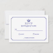 Gothic Crown Royal Blau Mittelalterlich oder Fanta RSVP Karte (Vorderseite)