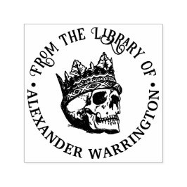 Gothic Crowned Human Skull Library Book Name Permastempel