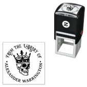 Gothic Crowned Skull #3 Round Library Book Name Permastempel (Beispiel)