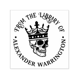 Gothic Crowned Skull #3 Round Library Book Name Permastempel