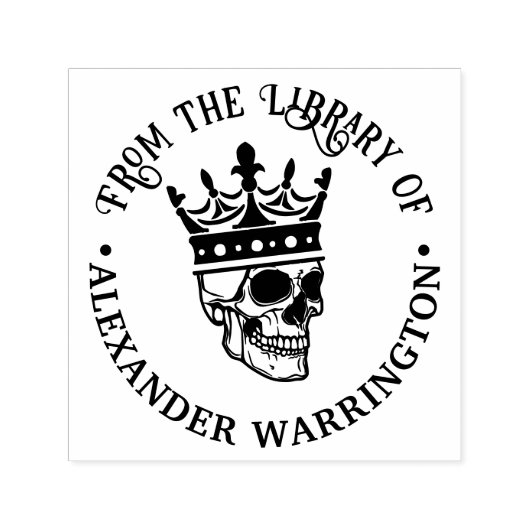 Gothic Crowned Skull #3 Round Library Book Name Permastempel (Design)