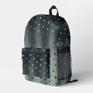 Gothic Crows Flying Silhouette Ombre Streifen Bedruckter Rucksack