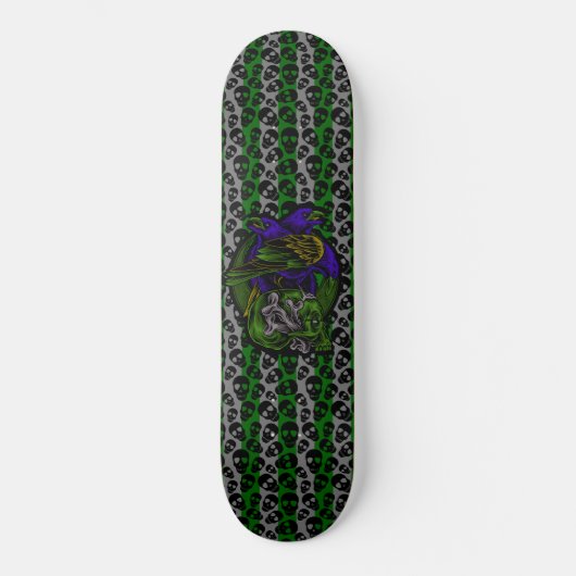 Gothic Crows Skull and Bones Random Skulls Skateboard (Vorderseite)