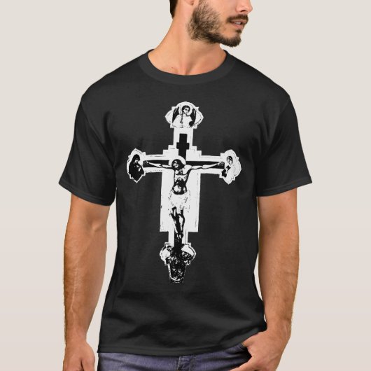 Gothic Crucifix in B&W T-Shirt (Vorderseite)