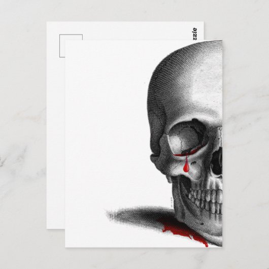 Gothic Cry Half Skull Horror Blutegel Rot Postkarte (Vorne/Hinten)