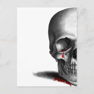Gothic Cry Half Skull Horror Blutegel Rot Postkarte