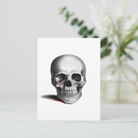 Gothic Cry Skull Horror Blut tränt rote Fantasie Postkarte (Stehend Vorderseite)