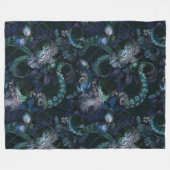 Gothic Cthulhu Türkis Tentacle mit Blume Fleecedecke (Vorderseite (Horizontal))