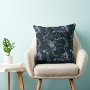Gothic Cthulhu Türkis Tentacle mit Blume Kissen