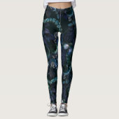 Gothic Cthulhu Türkis Tentacle mit Blume Leggings (Vorderseite)