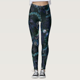 Gothic Cthulhu Türkis Tentacle mit Blume Leggings