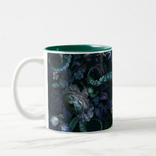 Gothic Cthulhu Türkis Tentacle mit Blume Zweifarbige Tasse