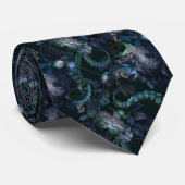 Gothic Cthulhu Türkis Tentakel Blumen Monogramm Krawatte (Gerollt)