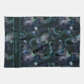 Gothic Cthulhu Türkis Tentakel Mit Blumen Geschirrtuch (Horizontal)