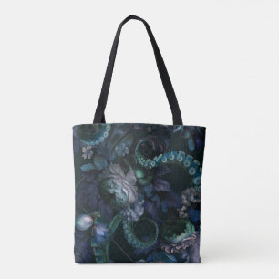 Gothic Cthulhu Türkis Tentakel Mit Blumen Tasche