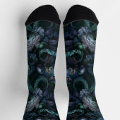Gothic Cthulhu Turquoise Tentacle With Flowers Socken (Oben)