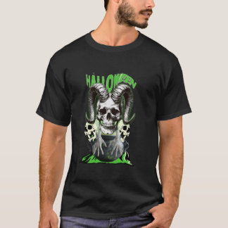 Gothic Cursed Skull mit Ziegenhornen Beängstigend T-Shirt