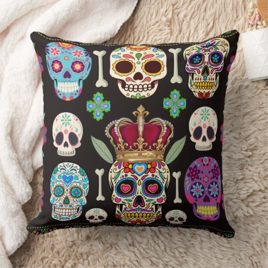 Gothic Cushion - Skulls und Knochen Kissen (Decke)