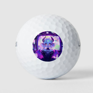 Gothic Cyberpunk Demon Fantasy Anime Girl Golfball