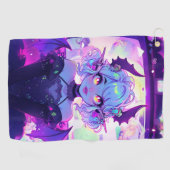 Gothic Cyberpunk Demon Fantasy Anime Girl Golfhandtuch (Horizontal)