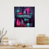 Gothic Cyberpunk Neonoir Abstrakt Architecture Poster (Küche)