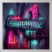 Gothic Cyberpunk Neonoir Abstrakt Architecture Poster (Vorne)