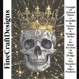 Gothic Cyberpunk Skull & Gold Crown U2 Decoupage Seidenpapier
