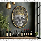 Gothic Cyberpunk Skull & Gold Crown U2 Decoupage Seidenpapier